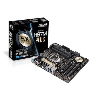 Материнская плата Asus H97M-PLUS Socket-1150 Intel H97 DDR3 mATX AC`97 8ch(7.1) GbLAN SATA3 RAID VGA+DVI+HDMI