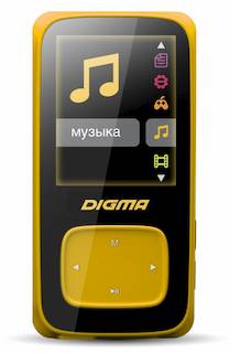 Плеер Flash Digma Cyber 2 4Gb желтый 1.8" FM HedPh /FM/AVI/AMV/MP3/WMA/FLAC/OGG/APE/WAV/TF slot