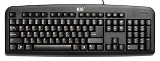 Клавиатура BTC 5211AU-WP-BL, USB, черная, защита от капель, L-образный Enter