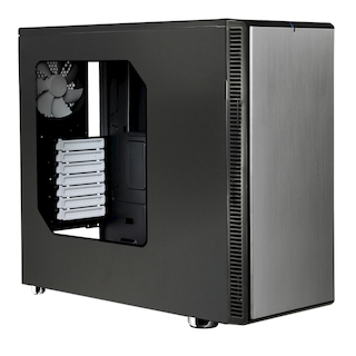 Корпус Fractal Design Define R4 Titanium Window черный/серебристый w/o PSU ATX SECC 2*140mm fan 2*USB2.0 2*USB3.0 audio front door screwless bott PSU